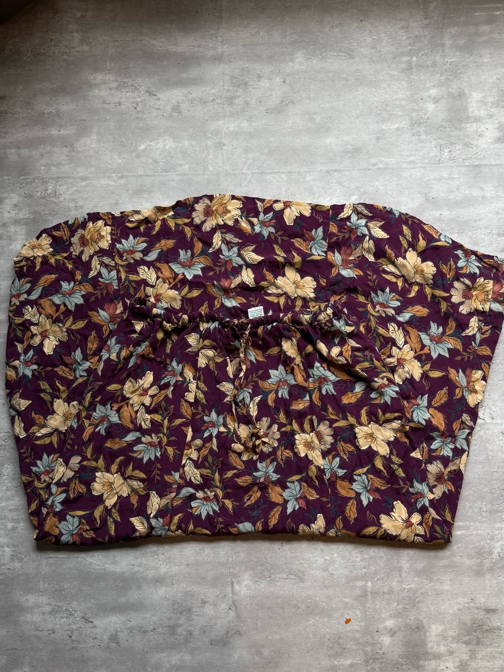L.L. Bean Floral Drawstring Women’s Shorts - Burgundy with Gold & Teal Flowers